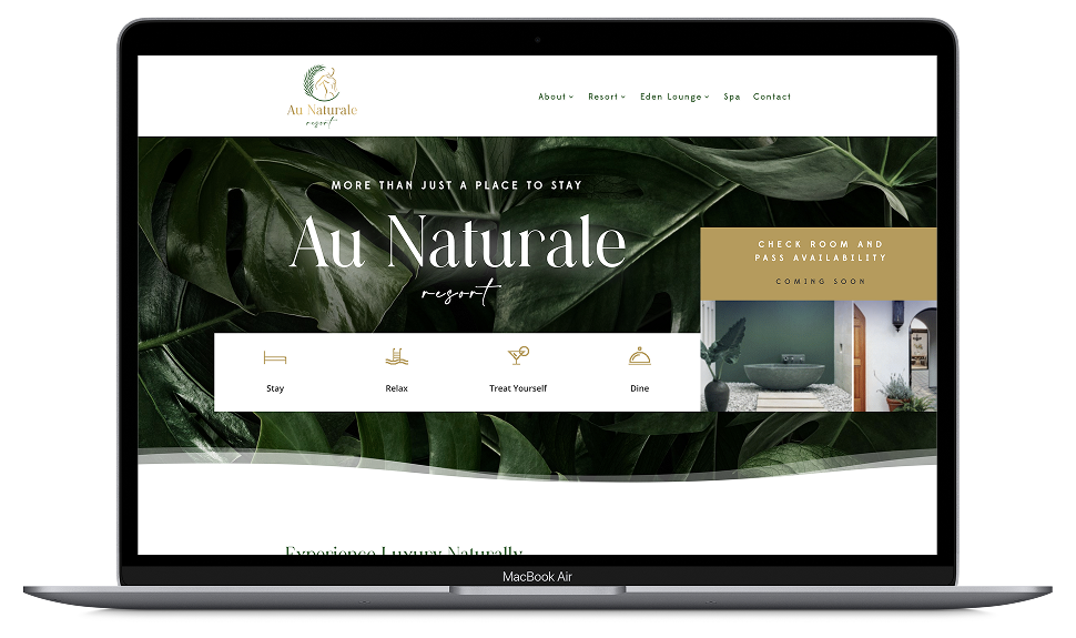 Au Naturale Resort Responsive website UI on Laptop