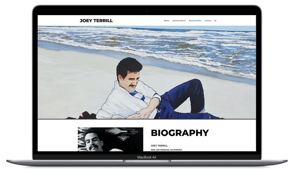 Joey Terrill Art Responsive website UI on Laptop